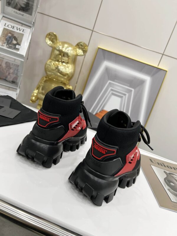 Prada Cloudbust Thunder High-Top Sneakers Red/Black For Women 1.9in/50mm PRD 