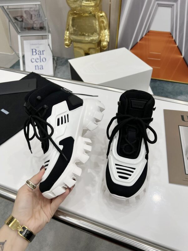 Prada Cloudbust Thunder High-Top Sneakers White/Black For Women 1.9in/50mm PRD