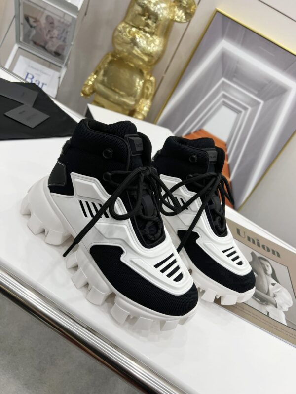Prada Cloudbust Thunder High-Top Sneakers White/Black For Women 1.9in/50mm PRD