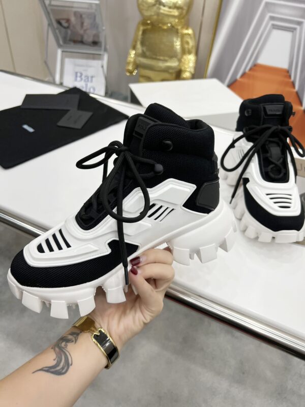 Prada Cloudbust Thunder High-Top Sneakers White/Black For Women 1.9in/50mm PRD