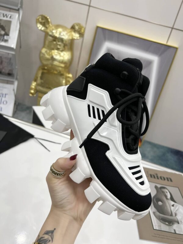 Prada Cloudbust Thunder High-Top Sneakers White/Black For Women 1.9in/50mm PRD