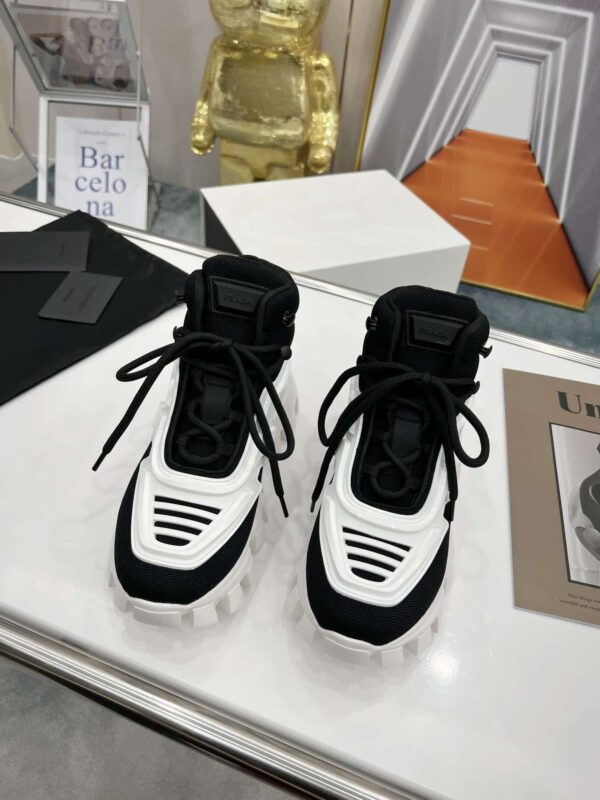 Prada Cloudbust Thunder High-Top Sneakers White/Black For Women 1.9in/50mm PRD