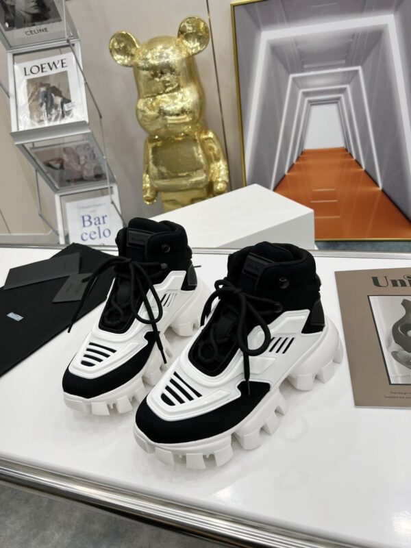 Prada Cloudbust Thunder High-Top Sneakers White/Black For Women 1.9in/50mm PRD