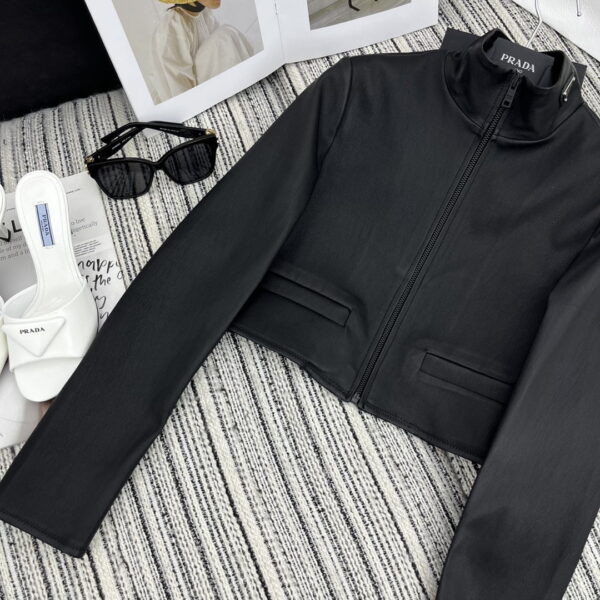 Prada Crop Scuba Jacket Black For Women