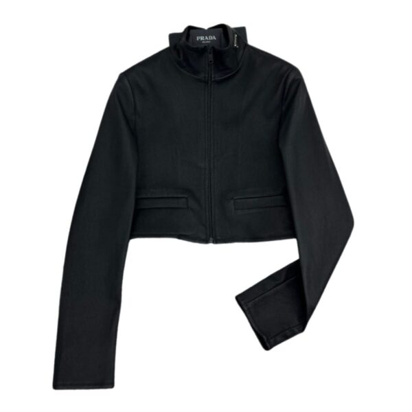 Prada Crop Scuba Jacket Black For Women