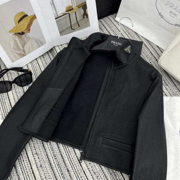 Prada Crop Scuba Jacket Black For Women