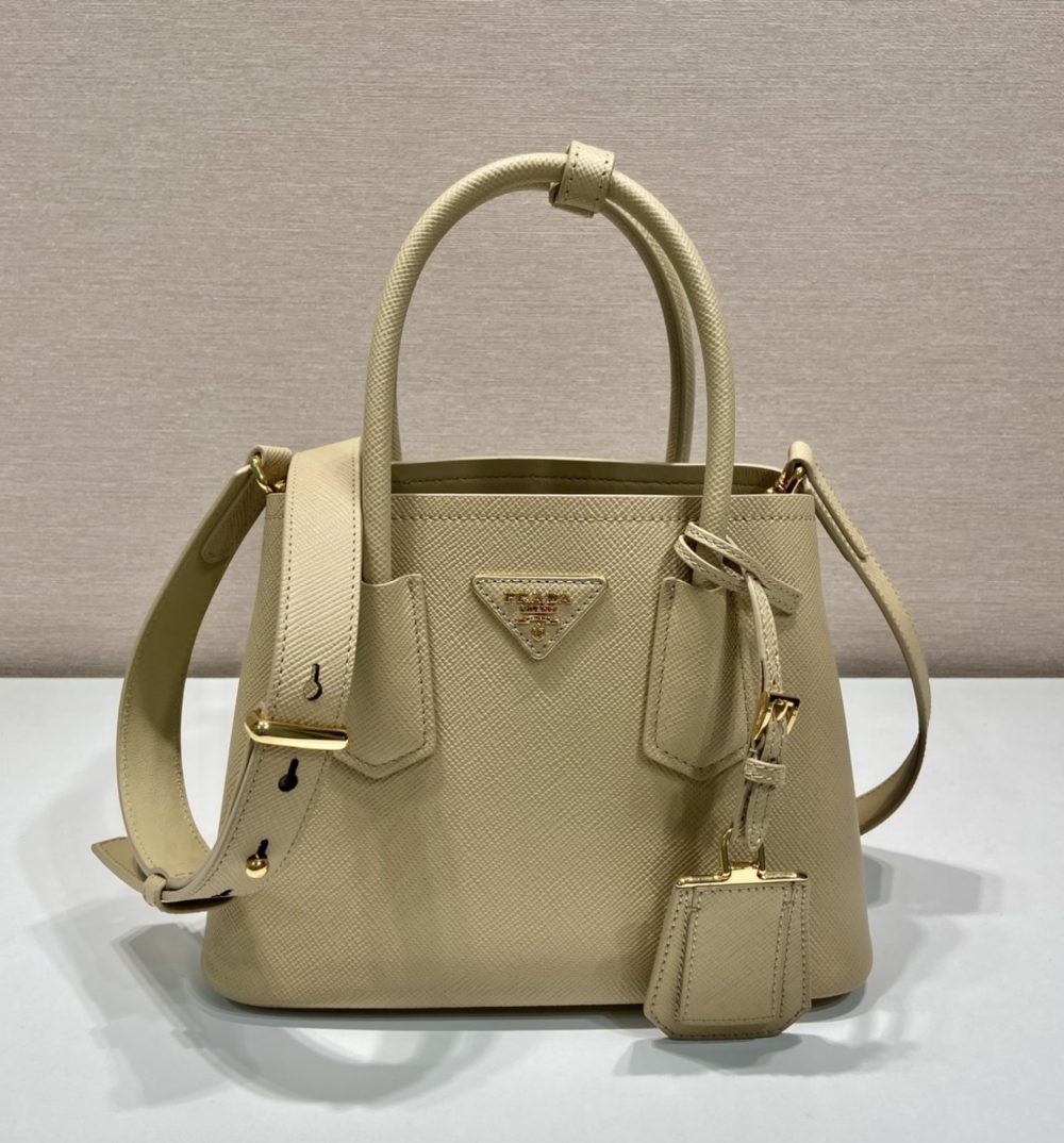 Prada Double Saffiano Mini Bag Beige For Women, Women's Bags 9.8in/25cm 1BG443_2A4A_F0036_V_XOO