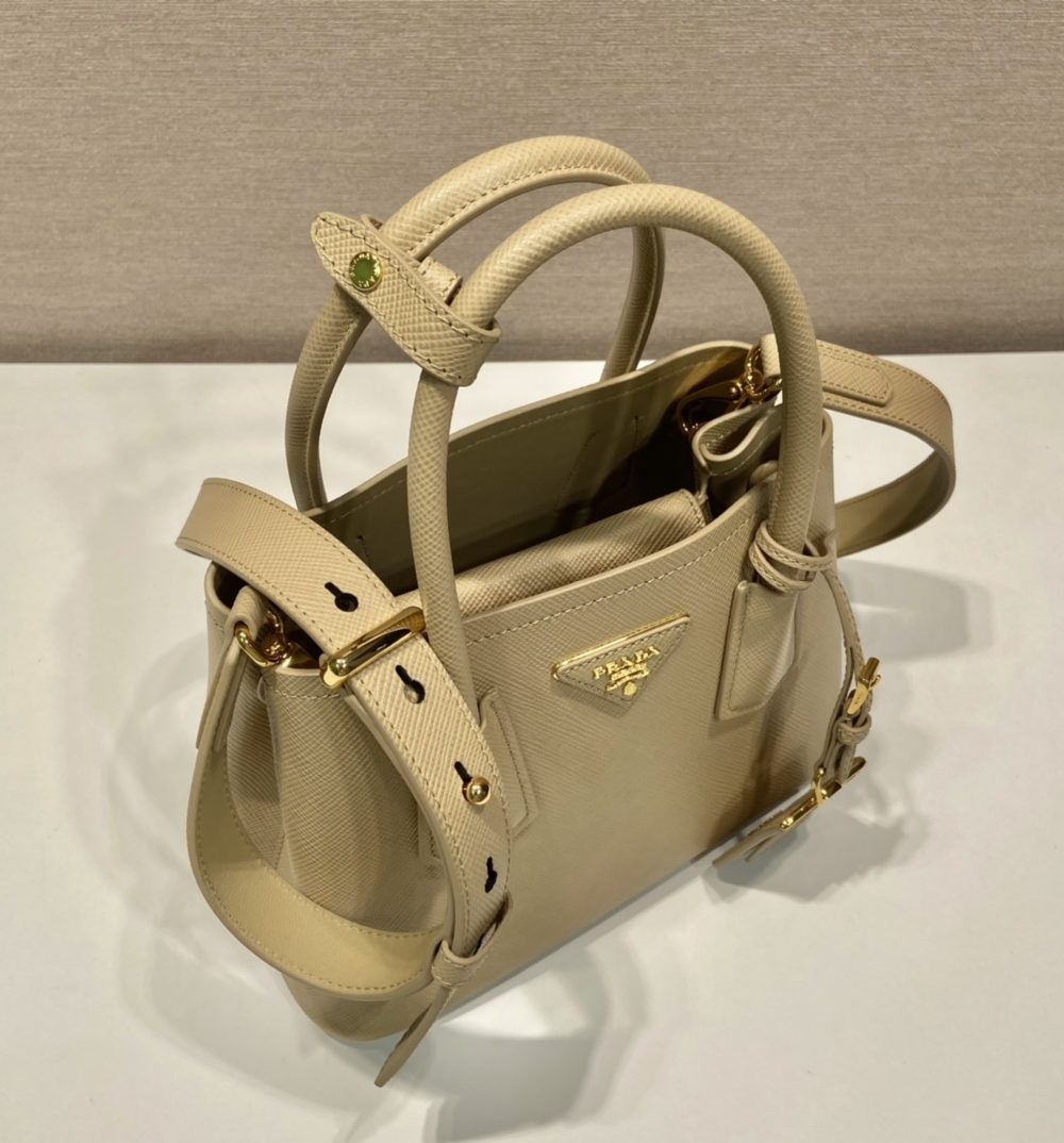 Prada Double Saffiano Mini Bag Beige For Women, Women's Bags 9.8in/25cm 1BG443_2A4A_F0036_V_XOO