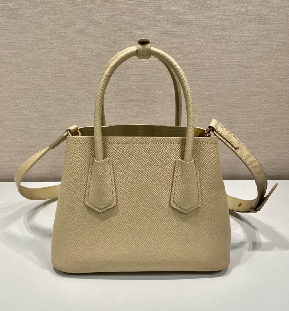 Prada Double Saffiano Mini Bag Beige For Women, Women's Bags 9.8in/25cm 1BG443_2A4A_F0036_V_XOO