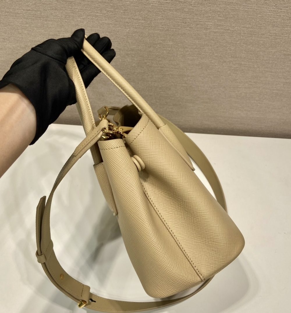 Prada Double Saffiano Mini Bag Beige For Women, Women's Bags 9.8in/25cm 1BG443_2A4A_F0036_V_XOO