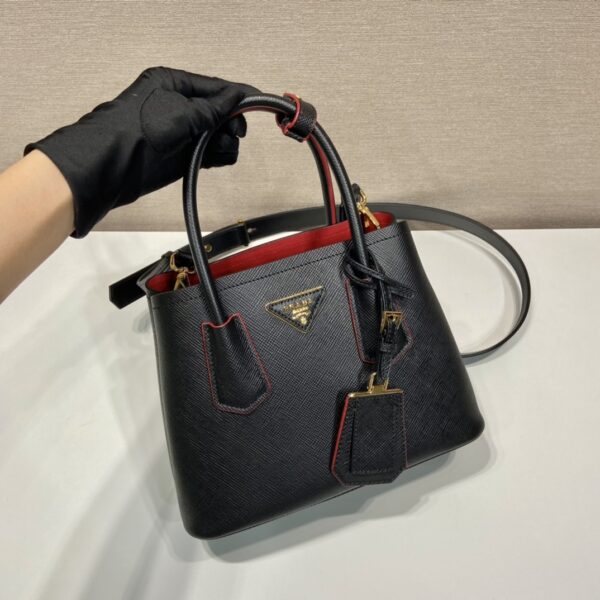 Prada Double Saffiano Mini Bag Black For Women, Women's Bags 9.8in/25cm 1BG443_2A4A_F0LJ4_V_XOO