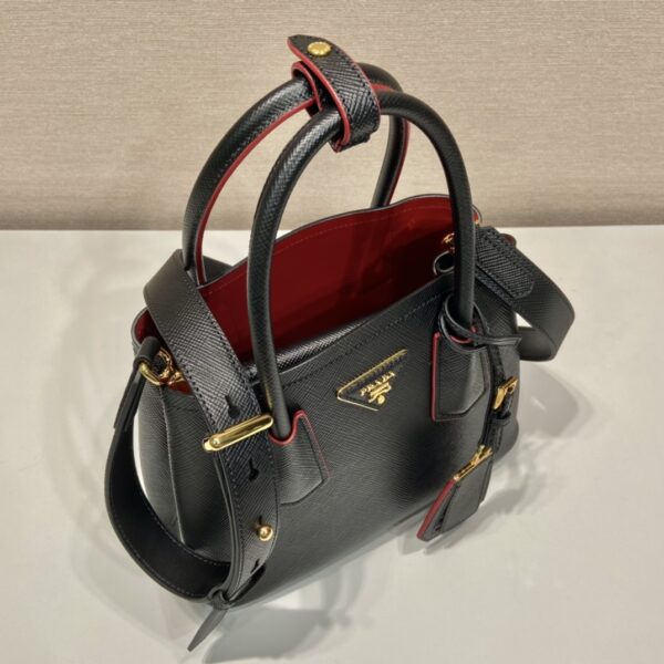 Prada Double Saffiano Mini Bag Black For Women, Women's Bags 9.8in/25cm 1BG443_2A4A_F0LJ4_V_XOO