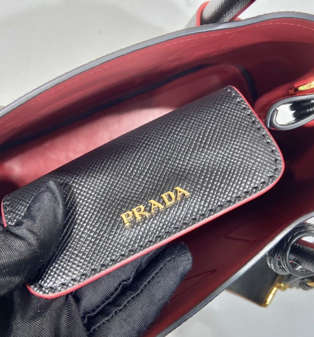 Prada Double Saffiano Mini Bag Black For Women, Women's Bags 9.8in/25cm 1BG443_2A4A_F0LJ4_V_XOO