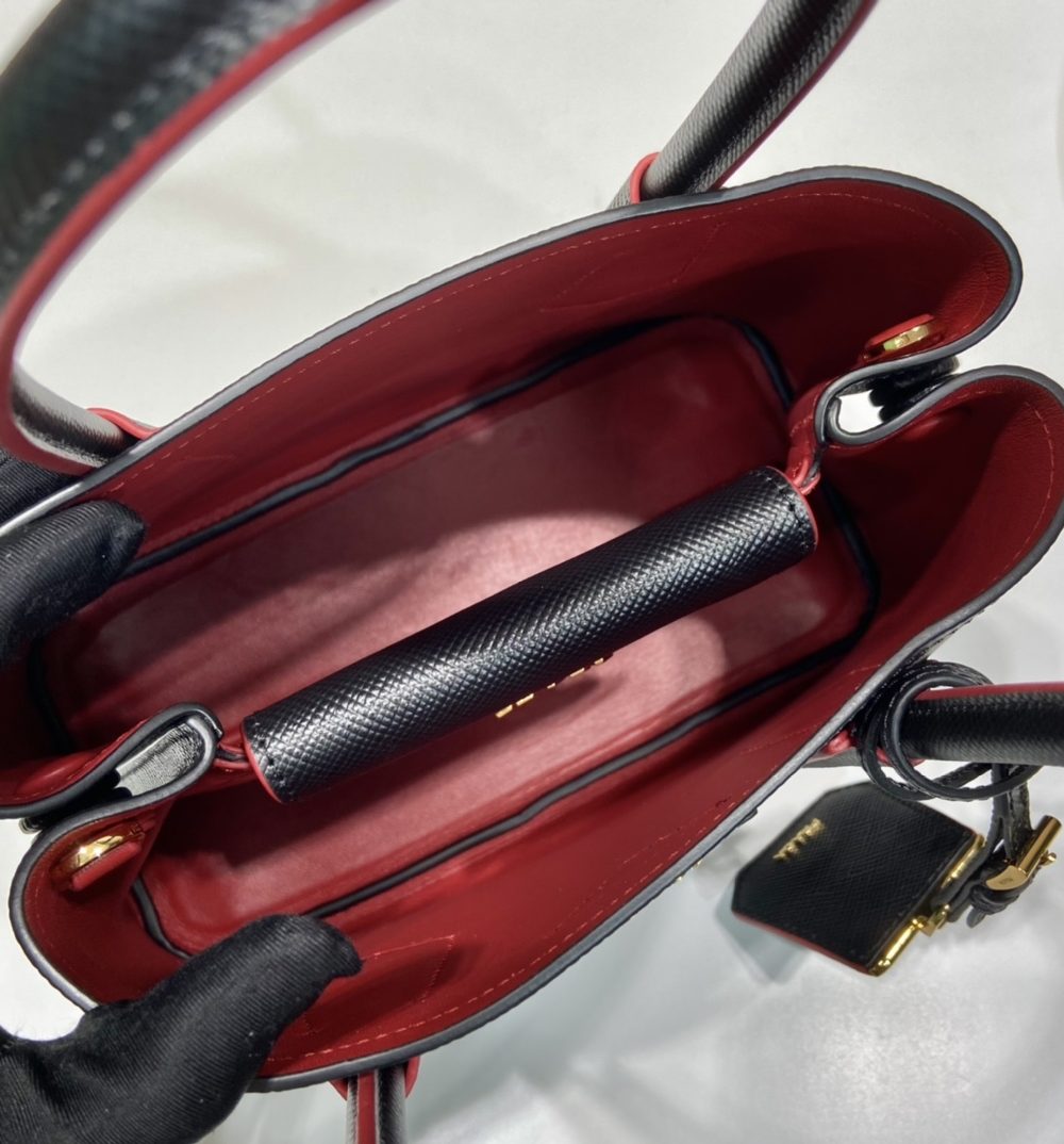 Prada Double Saffiano Mini Bag Black For Women, Women's Bags 9.8in/25cm 1BG443_2A4A_F0LJ4_V_XOO