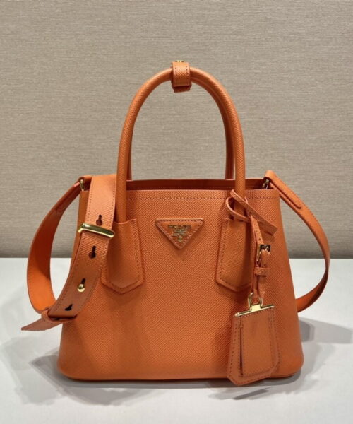 Prada Double Saffiano Mini Bag Orange For Women, Women's Bags 9.8in/25cm 1BG443_2A4A_F0049_V_XOO