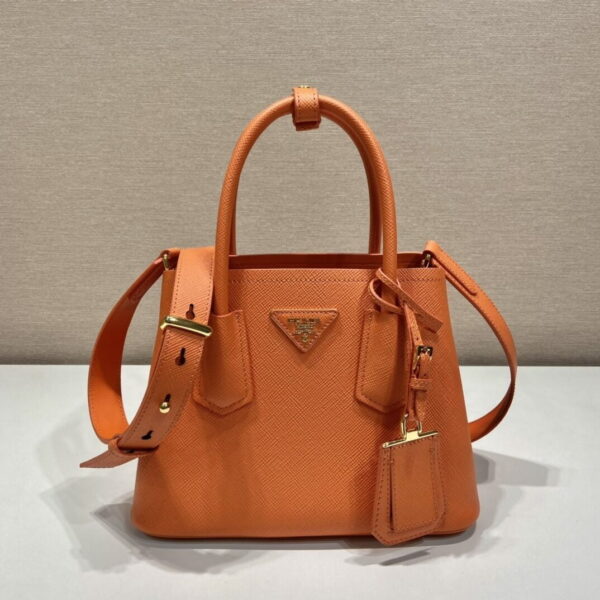Prada Double Saffiano Mini Bag Orange For Women, Women's Bags 9.8in/25cm 1BG443_2A4A_F0049_V_XOO