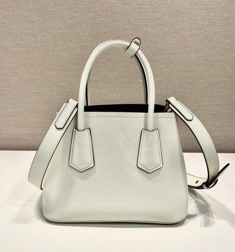 Prada Double Saffiano Mini Bag White For Women, Women's Bags 9.8in/25cm 1BG443_2A4A_F0G3Z_V_XOO