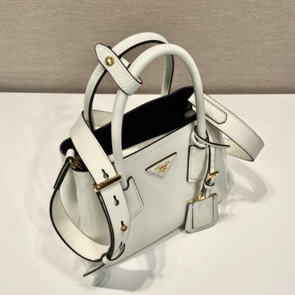 Prada Double Saffiano Mini Bag White For Women, Women's Bags 9.8in/25cm 1BG443_2A4A_F0G3Z_V_XOO