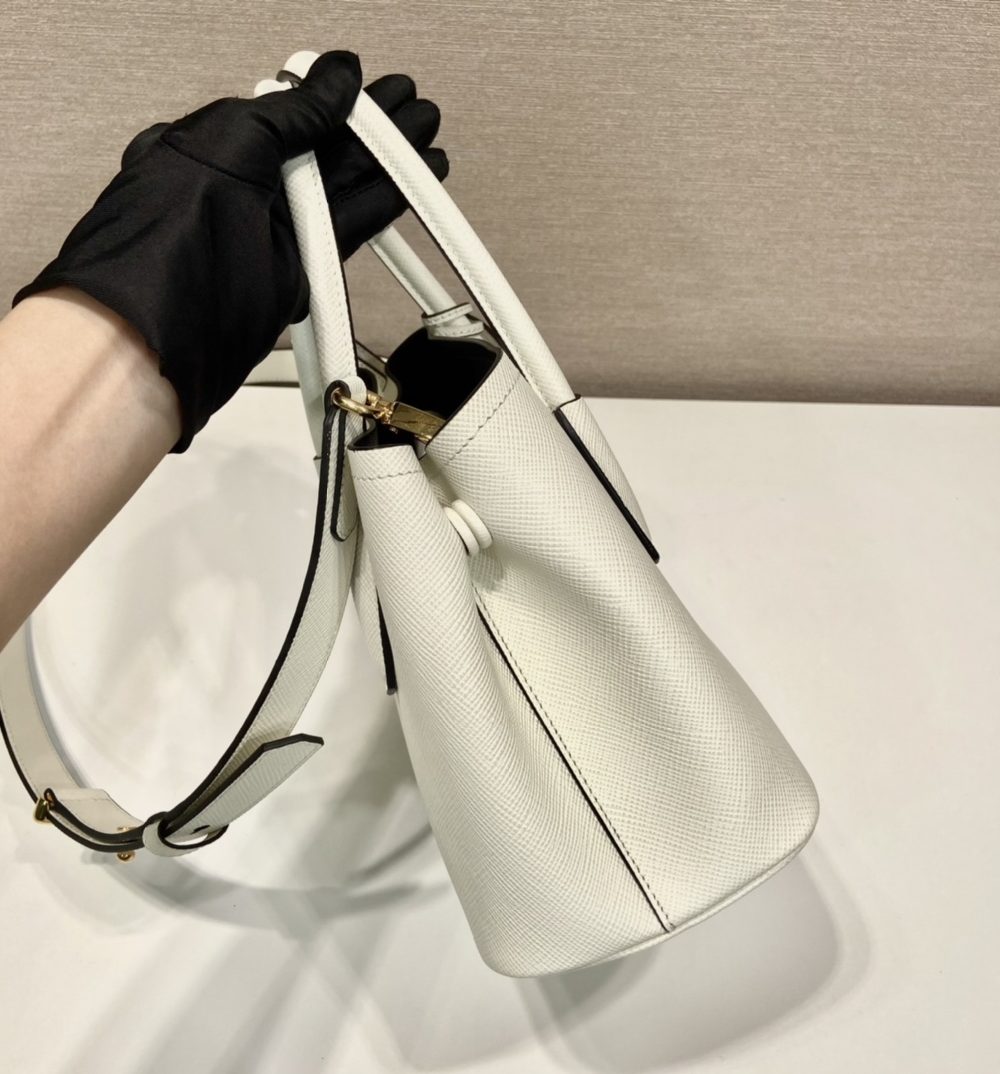 Prada Double Saffiano Mini Bag White For Women, Women's Bags 9.8in/25cm 1BG443_2A4A_F0G3Z_V_XOO