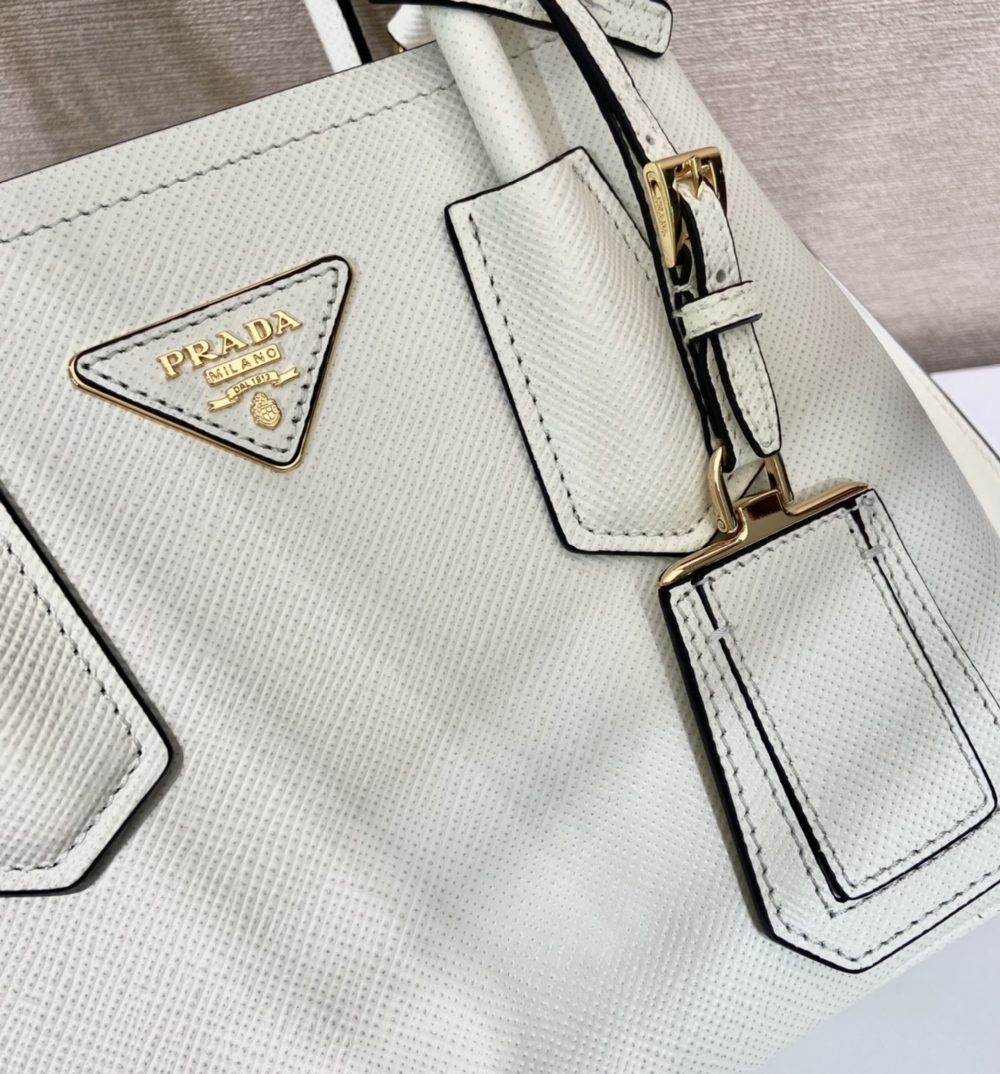 Prada Double Saffiano Mini Bag White For Women, Women's Bags 9.8in/25cm 1BG443_2A4A_F0G3Z_V_XOO