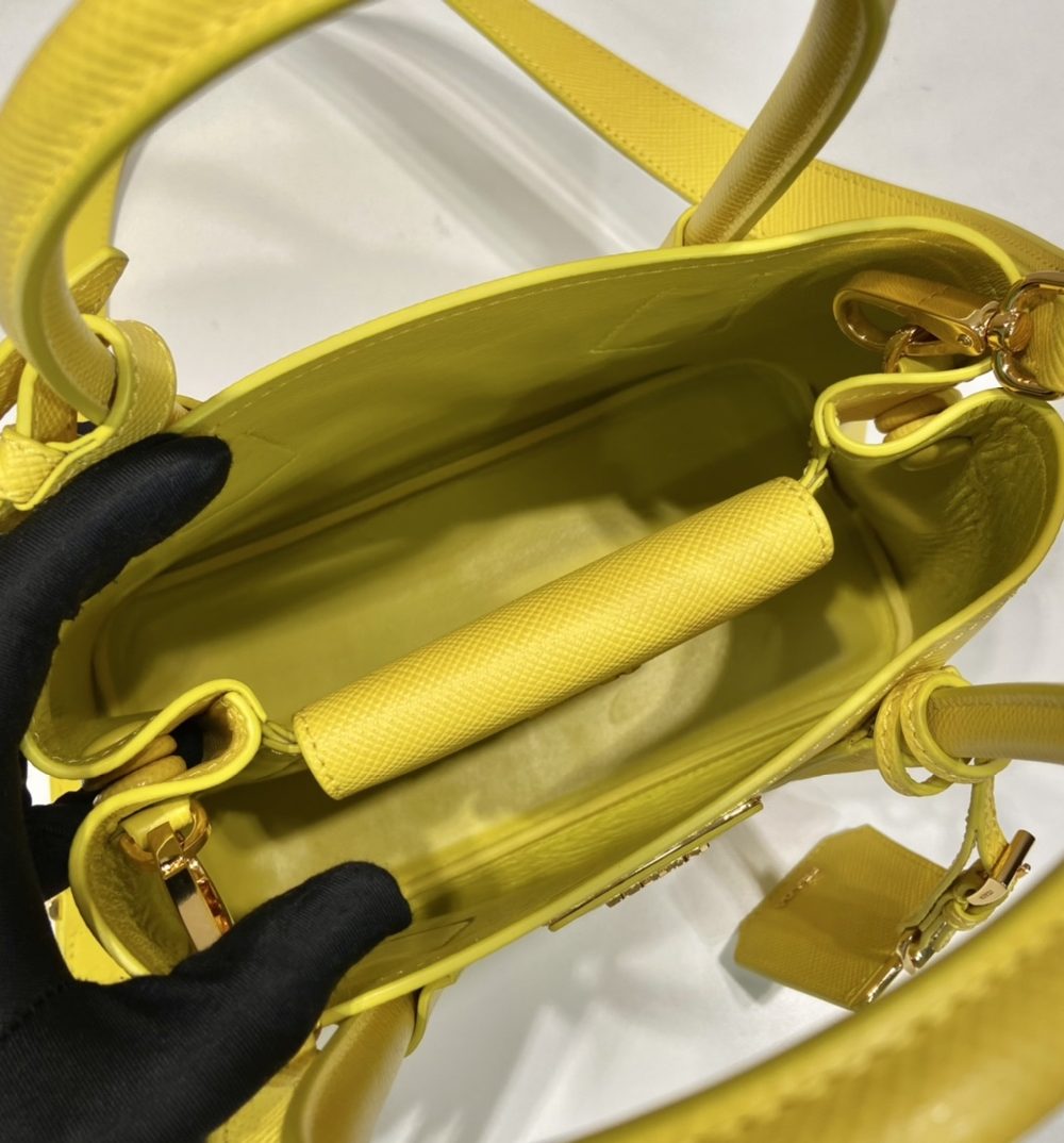 Prada Double Saffiano Mini Bag Yellow For Women, Women's Bags 9.8in/25cm 1BG443_2A4A_F0377_V_XOO