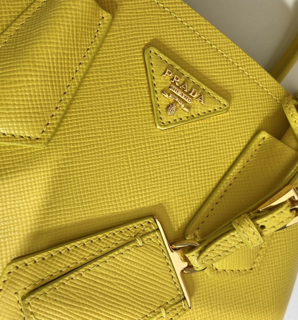 Prada Double Saffiano Mini Bag Yellow For Women, Women's Bags 9.8in/25cm 1BG443_2A4A_F0377_V_XOO