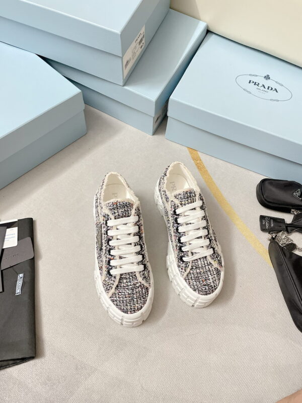 Prada Double Wheel Gabardine Sneakers Black For Women 2in/50mm PRD