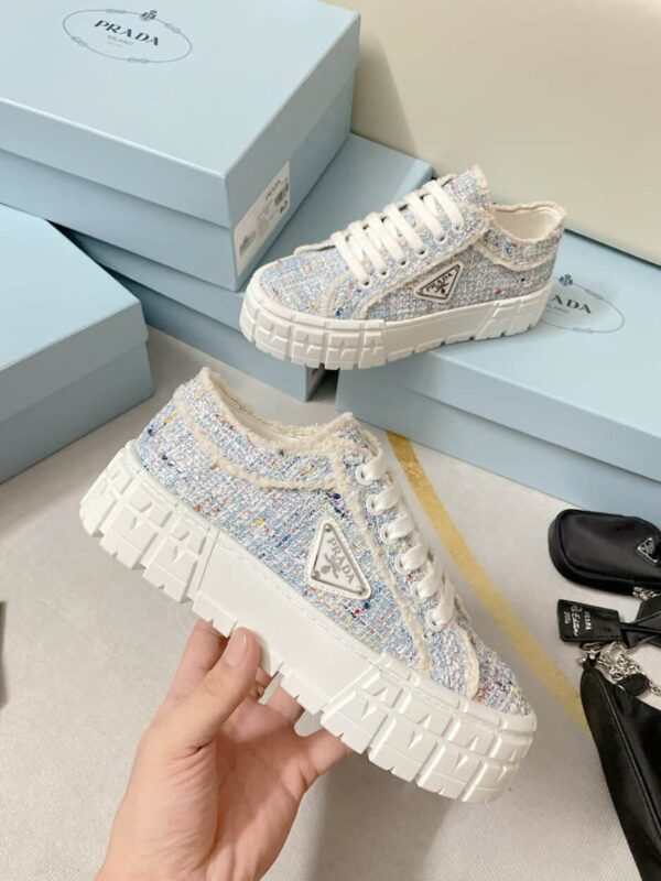 Prada Double Wheel Gabardine Sneakers Light Blue For Women 2in/50mm PRD