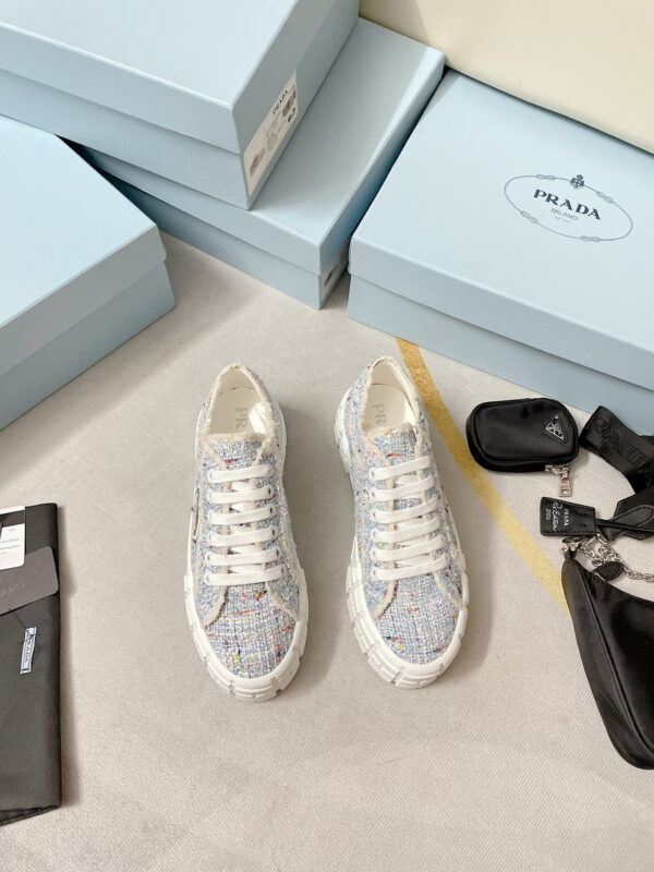 Prada Double Wheel Gabardine Sneakers Light Blue For Women 2in/50mm PRD