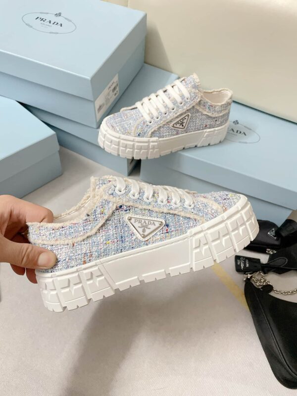 Prada Double Wheel Gabardine Sneakers Light Blue For Women 2in/50mm PRD