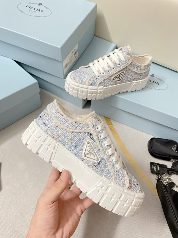 Prada Double Wheel Gabardine Sneakers Light Blue For Women 2in/50mm PRD