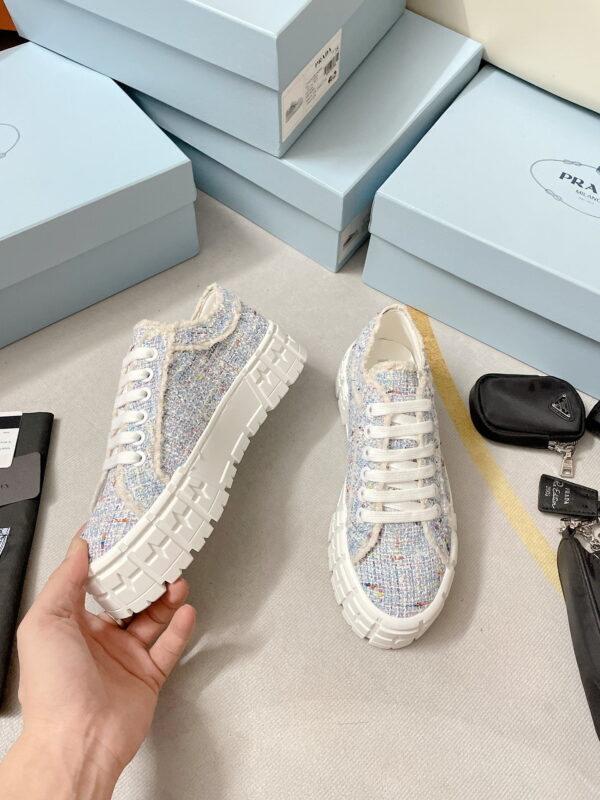 Prada Double Wheel Gabardine Sneakers Light Blue For Women 2in/50mm PRD