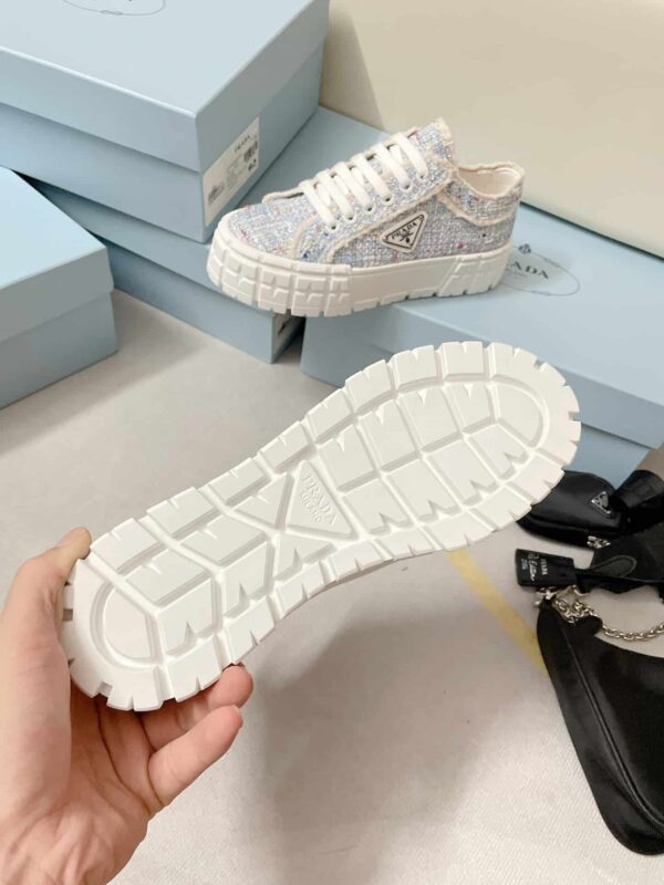 Prada Double Wheel Gabardine Sneakers Light Blue For Women 2in/50mm PRD
