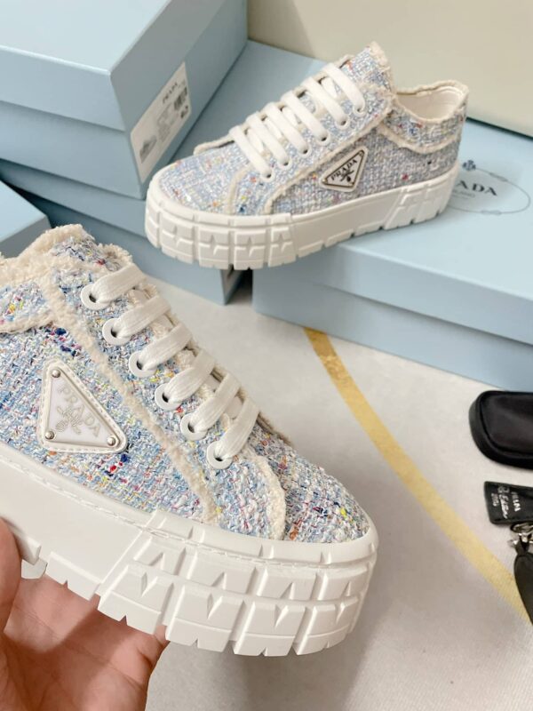 Prada Double Wheel Gabardine Sneakers Light Blue For Women 2in/50mm PRD