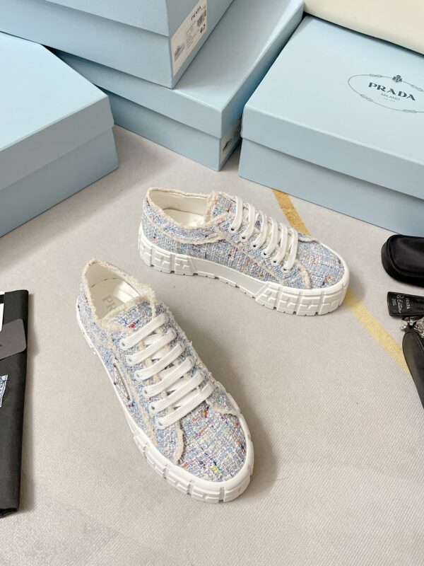 Prada Double Wheel Gabardine Sneakers Light Blue For Women 2in/50mm PRD