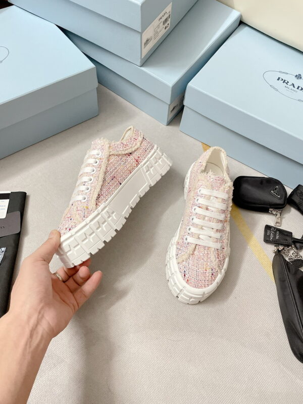 Prada Double Wheel Gabardine Sneakers Pink For Women 2in/50mm PRD