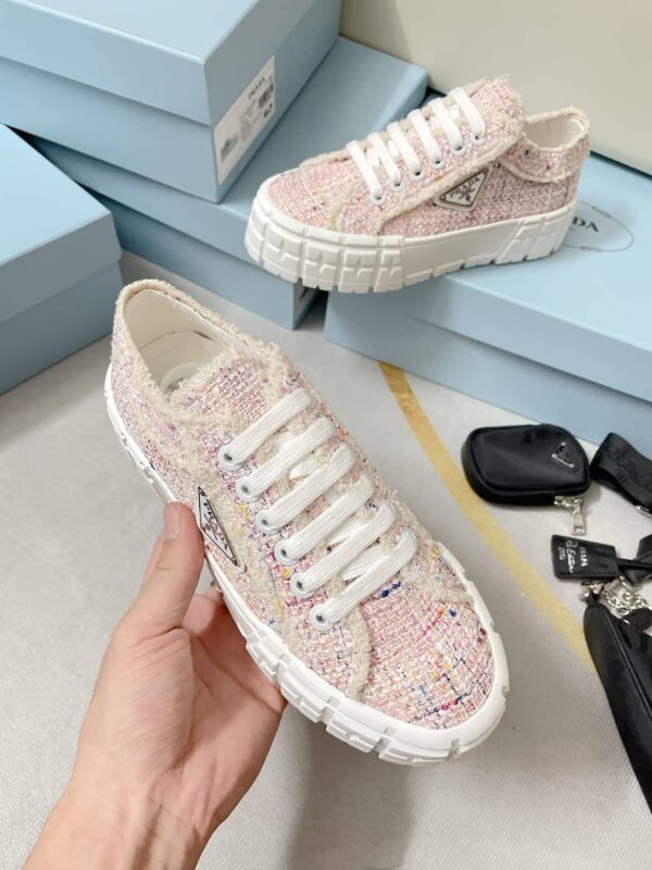 Prada Double Wheel Gabardine Sneakers Pink For Women 2in/50mm PRD