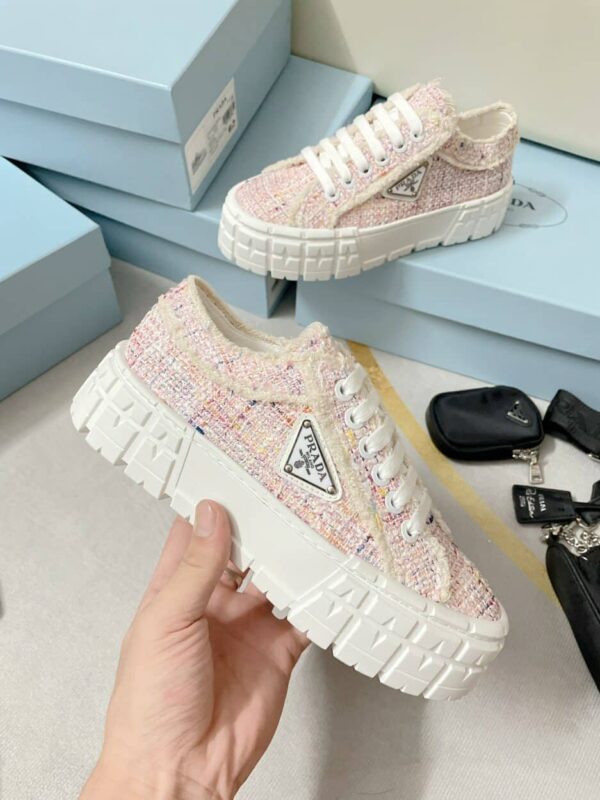 Prada Double Wheel Gabardine Sneakers Pink For Women 2in/50mm PRD