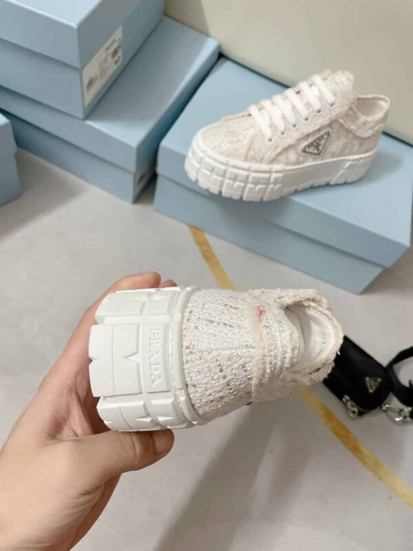 Prada Double Wheel Gabardine Sneakers White For Women 2in/50mm PRD 