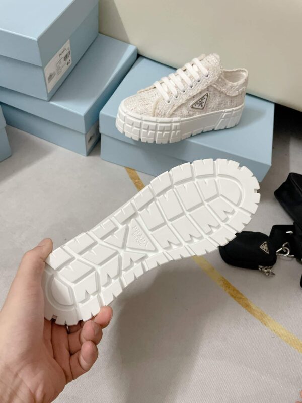 Prada Double Wheel Gabardine Sneakers White For Women 2in/50mm PRD 