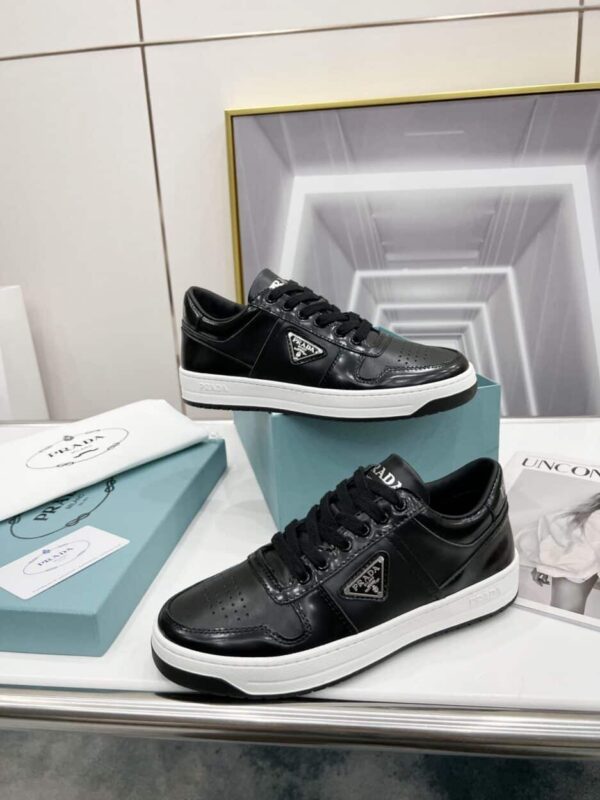 Prada Downtown Perforated Sneakers Black For Women 1.2in/30mm PRD 