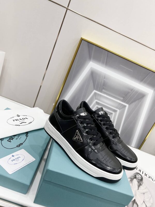 Prada Downtown Perforated Sneakers Black For Women 1.2in/30mm PRD 