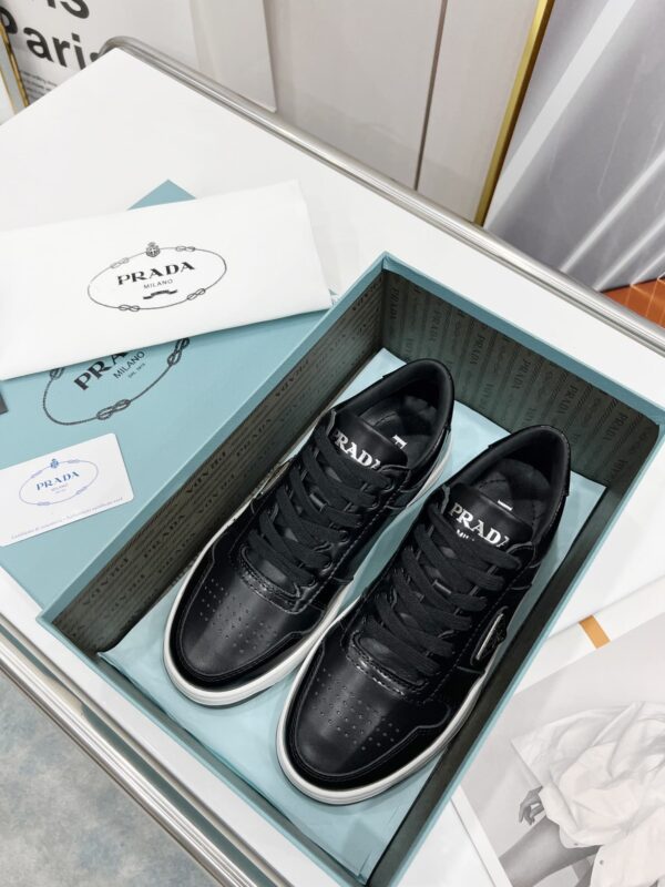 Prada Downtown Perforated Sneakers Black For Women 1.2in/30mm PRD 