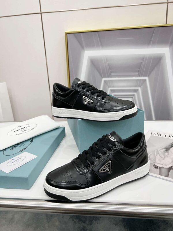 Prada Downtown Perforated Sneakers Black For Women 1.2in/30mm PRD 