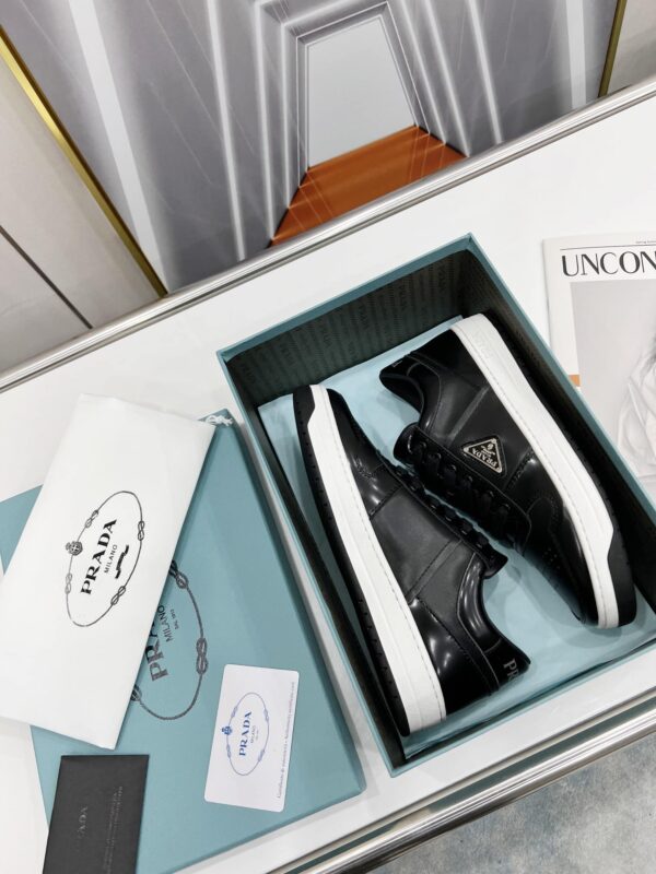 Prada Downtown Perforated Sneakers Black For Women 1.2in/30mm PRD 