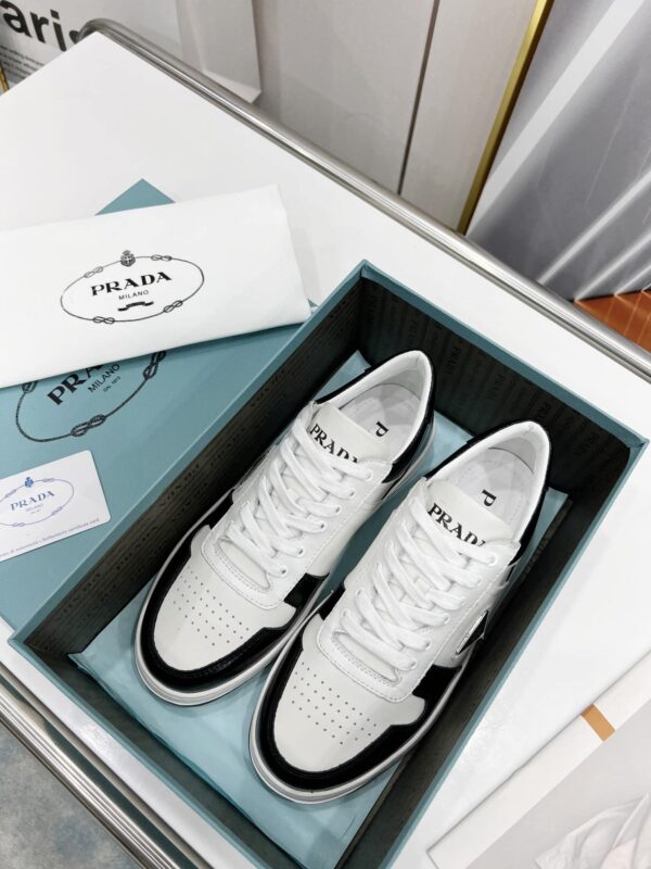 Prada Downtown Perforated Sneakers Black/White For Women 1.2in/30mm PRD 2EE364_3LKG_F0964