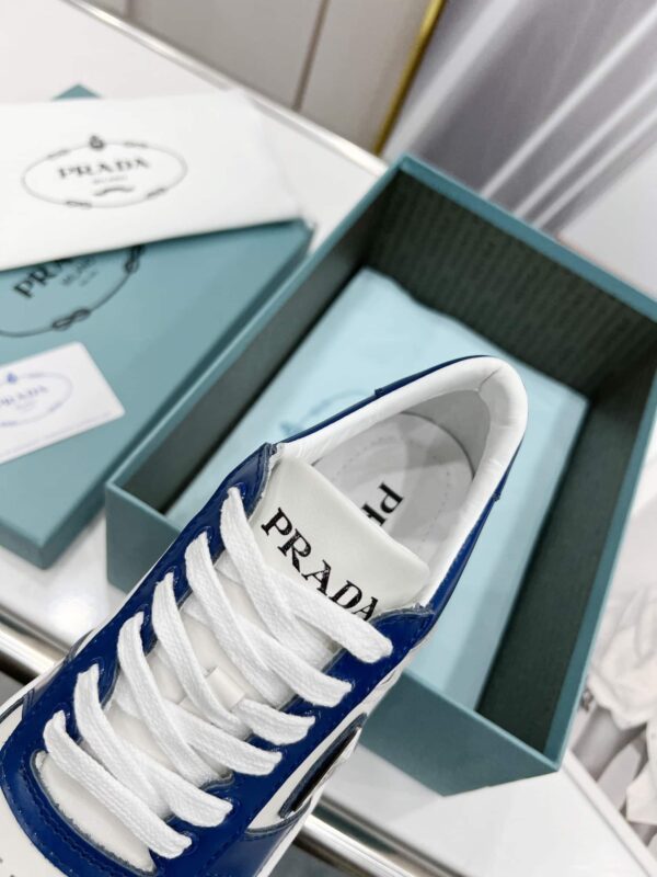 Prada Downtown Perforated Sneakers Blue/White For Women 1.2in/30mm PRD 2EE364_3LKG_F098Z