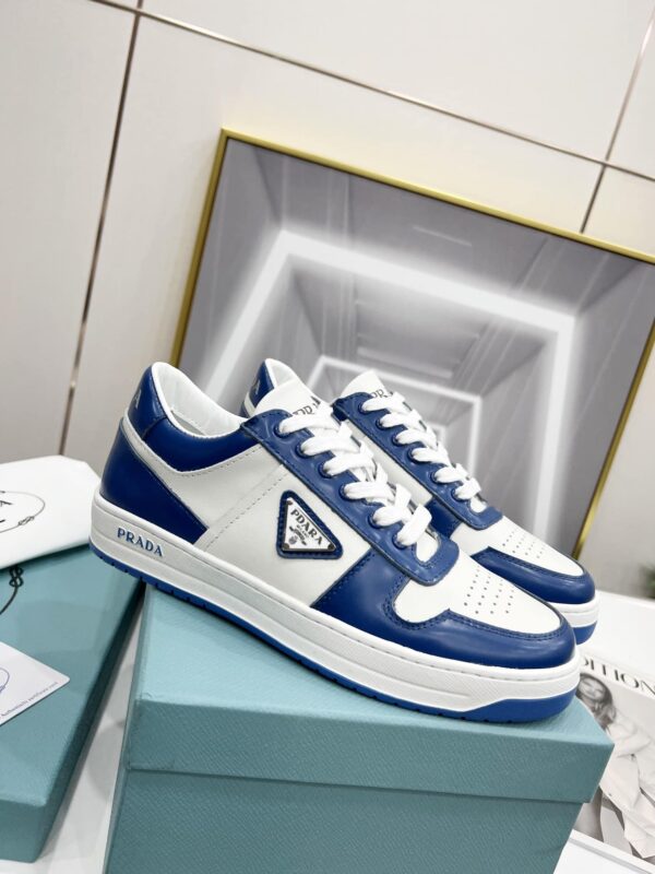Prada Downtown Perforated Sneakers Blue/White For Women 1.2in/30mm PRD 2EE364_3LKG_F098Z