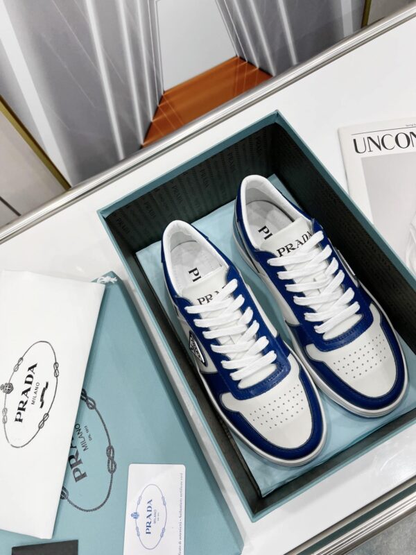 Prada Downtown Perforated Sneakers Blue/White For Women 1.2in/30mm PRD 2EE364_3LKG_F098Z