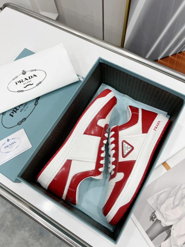 Prada Downtown Perforated Sneakers Red/White For Women 1.2in/30mm PRD 2EE364_3LKG_F0O3N